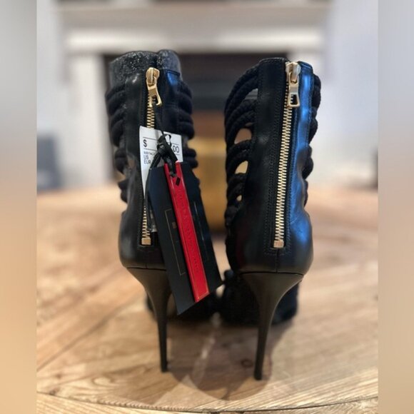 BNIB BALMAIN X H&M black rope gladiator boots 41 - Picture 5 of 8
